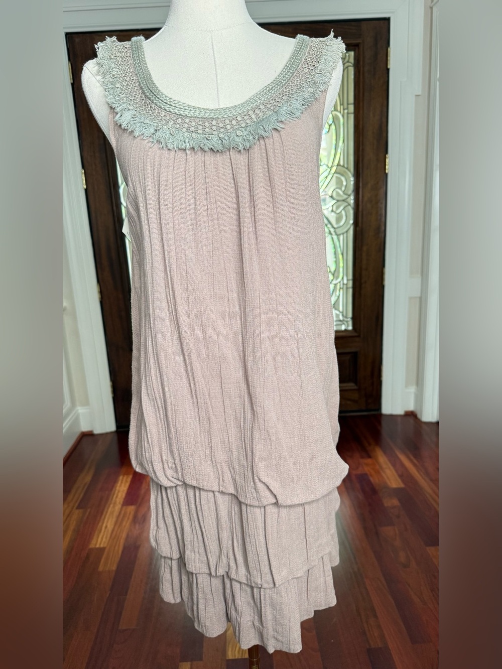 Miilla Clothing Sleeveless Tiered Dress with Crochet Yoke